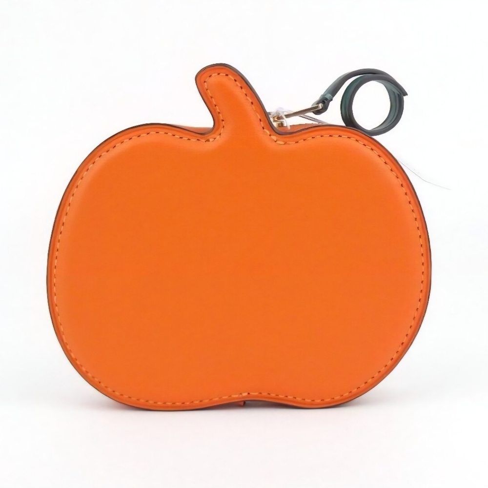 Coach Orange Pumpkin Leather Zip Coin Case NWT CN002